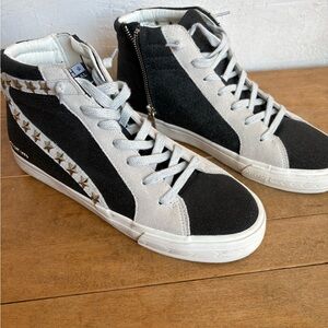 Vintage Havana Black and Gray High-Top Sneakers worn one time